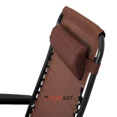 Купити Крісло шезлонг розкладний Homart ZGC-001 120 кг + підстаканник коричневий (9397) 10