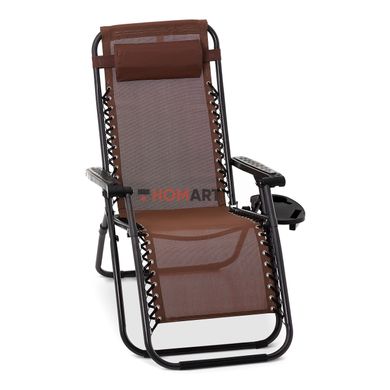 Купити Крісло шезлонг розкладний Homart ZGC-001 120 кг + підстаканник коричневий (9397) 7