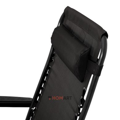 Купити Крісло шезлонг розкладний Homart ZGC-001 120 кг + підстаканник чорний (9396) 10