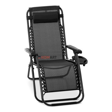 Купити Крісло шезлонг розкладний Homart ZGC-001 120 кг + підстаканник чорний (9396) 7