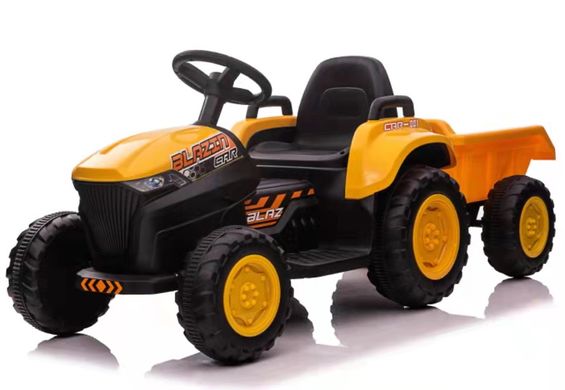 Купити Дитячий електромобіль трактор з причепом Lolly Kids LK X100 з пультом керування і м'яким сидінням жовтий (9609) 1