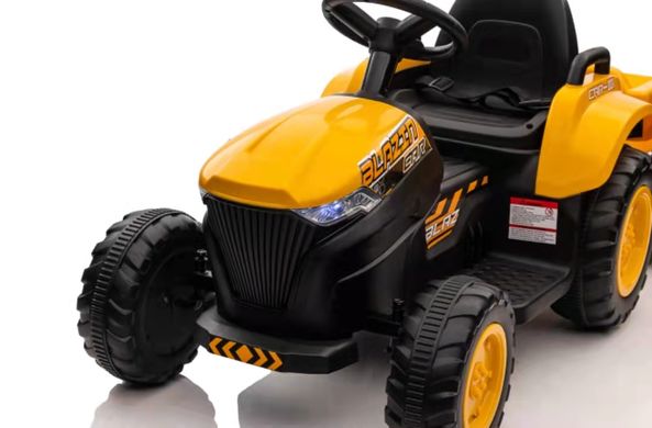 Купити Дитячий електромобіль трактор з причепом Lolly Kids LK X100 з пультом керування і м'яким сидінням жовтий (9609) 4