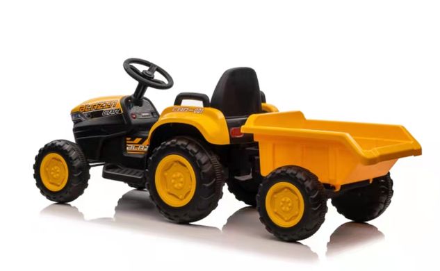 Купити Дитячий електромобіль трактор з причепом Lolly Kids LK X100 з пультом керування і м'яким сидінням жовтий (9609) 3