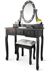 Купити Уцінка ! Туалетний столик з дзеркалом і підсвіткою Homart Denver чорний + табурет (9360) 1