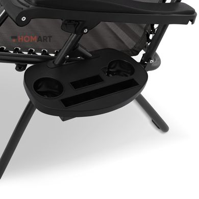 Купити Крісло шезлонг з підстаканником Homart ZGC-004 120 кг розкладний сірий графіт (9400) 8