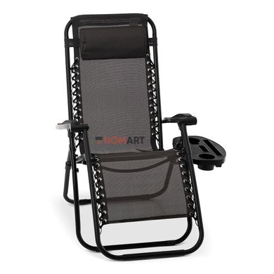 Купити Крісло шезлонг з підстаканником Homart ZGC-004 120 кг розкладний сірий графіт (9400) 7