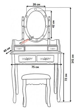 Купить Уценка ! туалетный столик c зеркалом и подсветкой Homart Tioli белый + табурет (9363) 6