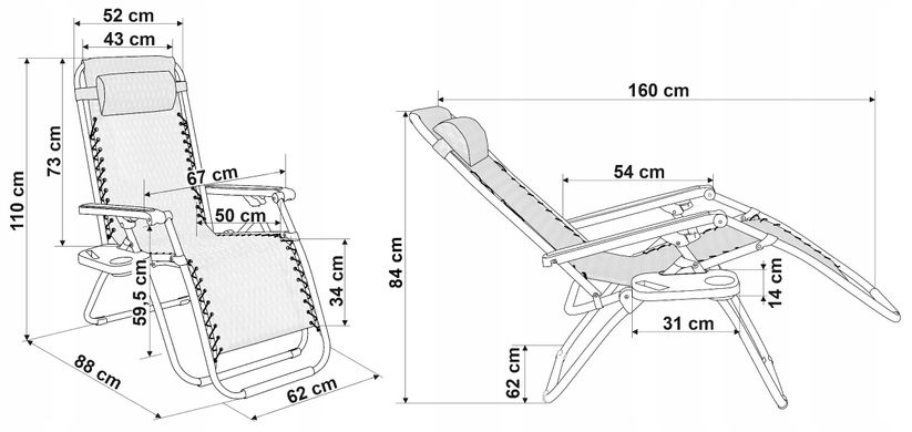 Купить Кресло шезлонг раскладной Homart ZGC-001 3D 120 кг + подстаканник (9520) 7
