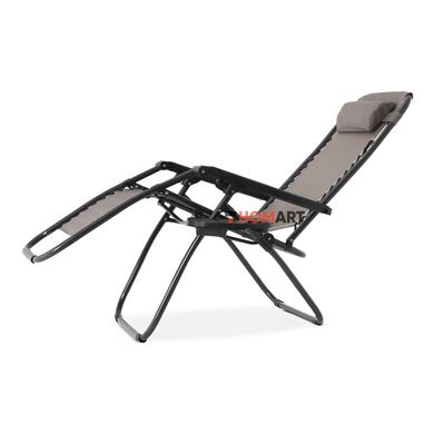 Купити Крісло шезлонг розкладний Homart ZGC-001 120 кг сірий + підстаканник (9521) 6