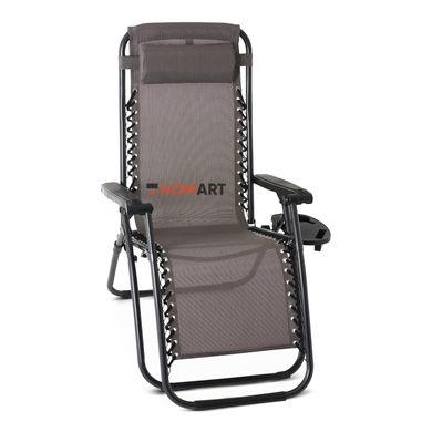 Купити Крісло шезлонг розкладний Homart ZGC-001 120 кг сірий + підстаканник (9521) 2