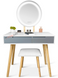 Туалетный столик c зеркалом и подсветкой Homart Mondi белый + табурет (9366)