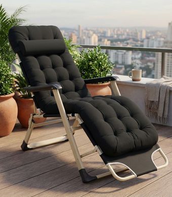 Купити Шезлонг лежак Homart ZGC-011 120 кг чорний з матрасом (9868) 3